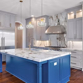 The Jamestown Square Edge kitchen is crafted with a maple wood and a custom paint. Call 586-247-1140 or visit our showrooms in Shelby Township & West Bloomfield to find out more information. 