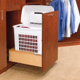 This organizer is great for any bedroom or laundry room. The pullout includes a hamper bin. Easy clean-up and allows for more overall room space as it is compacted into the cabinet.