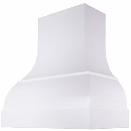 The B Series White hood by Lafata Cabinets is a new style mantle hood custom made in Michigan. A solid wooden ornate display with a large arc for a quality look.
