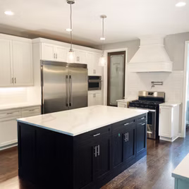 The New Shaker II kitchen is crafted with Maple wood with a white finish. The island is maple wood with an espresso finish. Call 586-247-1140 or visit our showrooms in Shelby Township and West Bloomfield to find out more information.