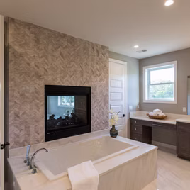 The Presidential bathroom is crafted with Maple wood with a custom finish.
