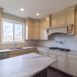 The Jamestown style kitchen is crafted with Maple wood with a  cappuccino finish. Call 586-247-1140 or visit our showrooms in Shelby Township and West Bloomfield to find out more information.