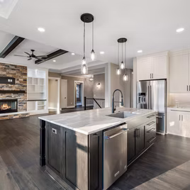 The  New Shaker kitchen is crafted with Maple wood with a cream and java finish. Call 586-247-1140 or visit our showrooms in Shelby Township & West Bloomfield to find out more information. 