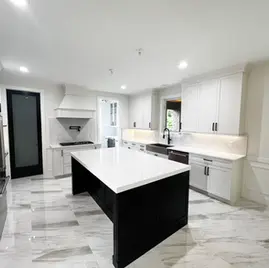 The New Shaker II style kitchen is crafted with Maple wood with a white finish and maple wood with a espresso finish. Call 586-247-1140 or visit our showrooms in Shelby Township & West Bloomfield to find out more information. 