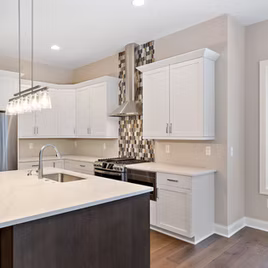 The New Shaker kitchen is crafted with Maple wood with a white and kodiak finish. Call 586-247-1140 or visit our showrooms in Shelby Township and West Bloomfield to find out more information.