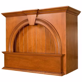 The A Series Hood by Lafata Cabinets is a new style mantle hood custom made in Michigan. A solid wooden ornate display niche and a large crown mantle shelf.